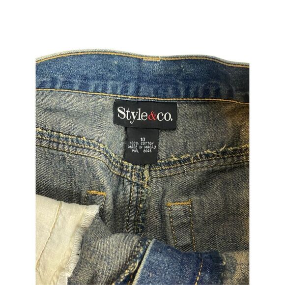 Embroidered Denim Midi Skirt Yellow Floral Modest A-Line Skirt Size 10 Style & C - Picture 3 of 4